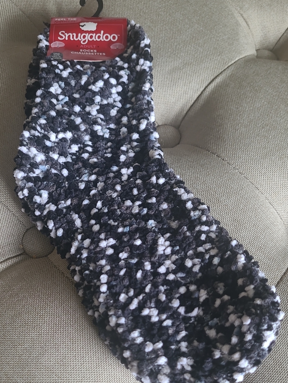 Soft Black & White Plush Socks Bin 7
